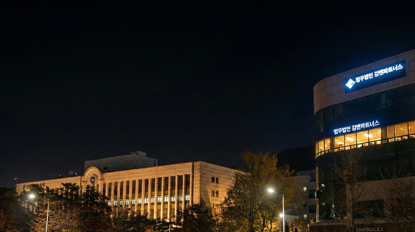 창원지방법원과 김앤파트너스 야경